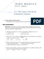 Learning Module: MODULE 3: The Nature of The Roots of Quadratic Equation