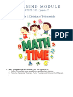 Learning Module: MATHEMATICS G10 Quarter 2 Module 1: Division of Polynomials