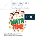 Learning Module: Mathematics G8 Quarter 2 Module 2: Linear Equation in Two Variables