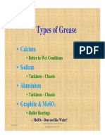 Types of Grease: - Calcium - Sodium - Aluminium - Graphite & Moso