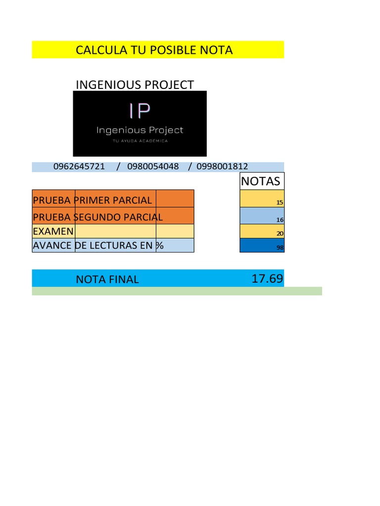 Calculadora de Nota Final Estudiantil | PDF