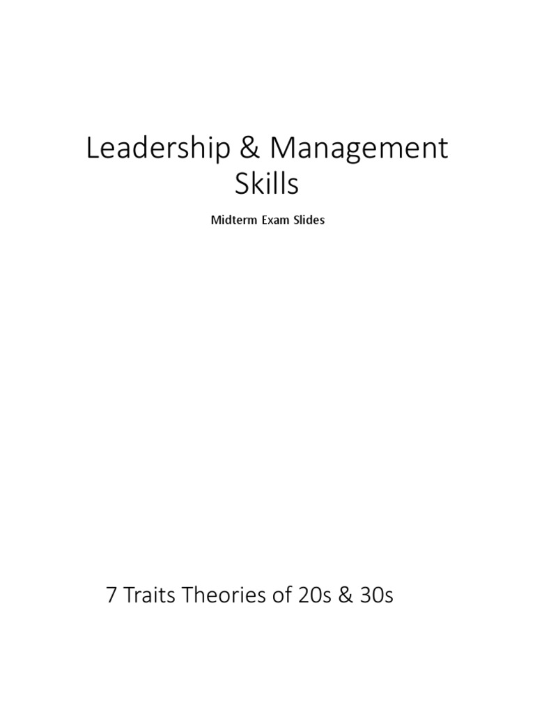 Leadership & Management Skills | PDF | Power (Social And Political ...