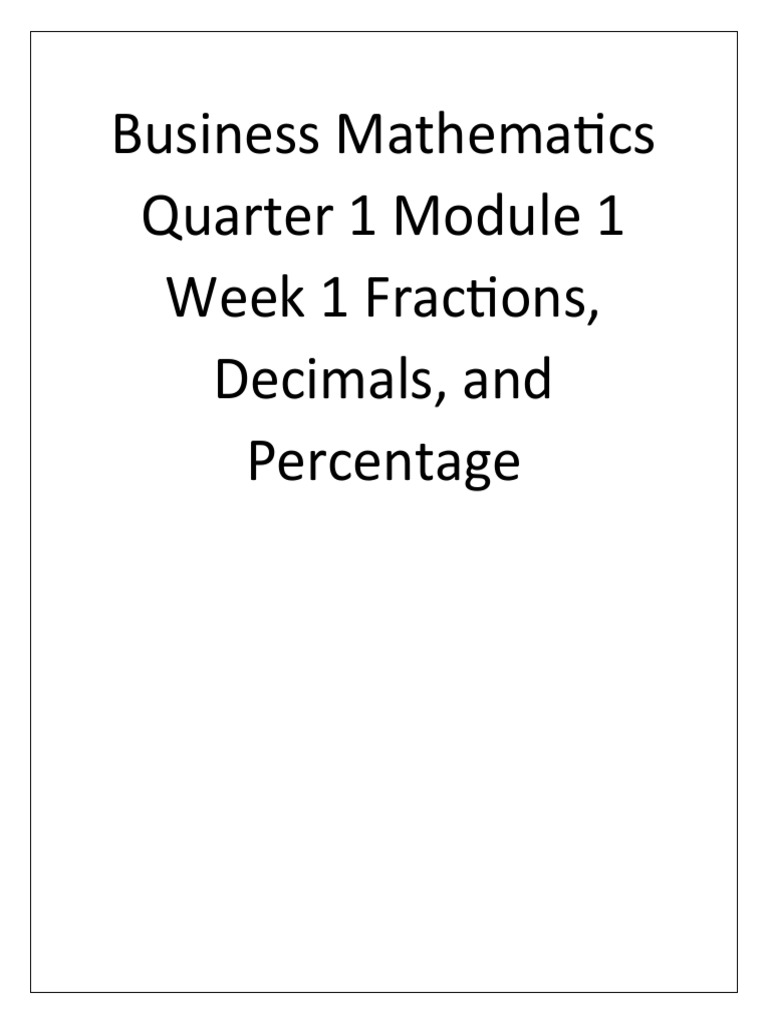 Business Mathematics Quarter1, Module1, Week1 | PDF