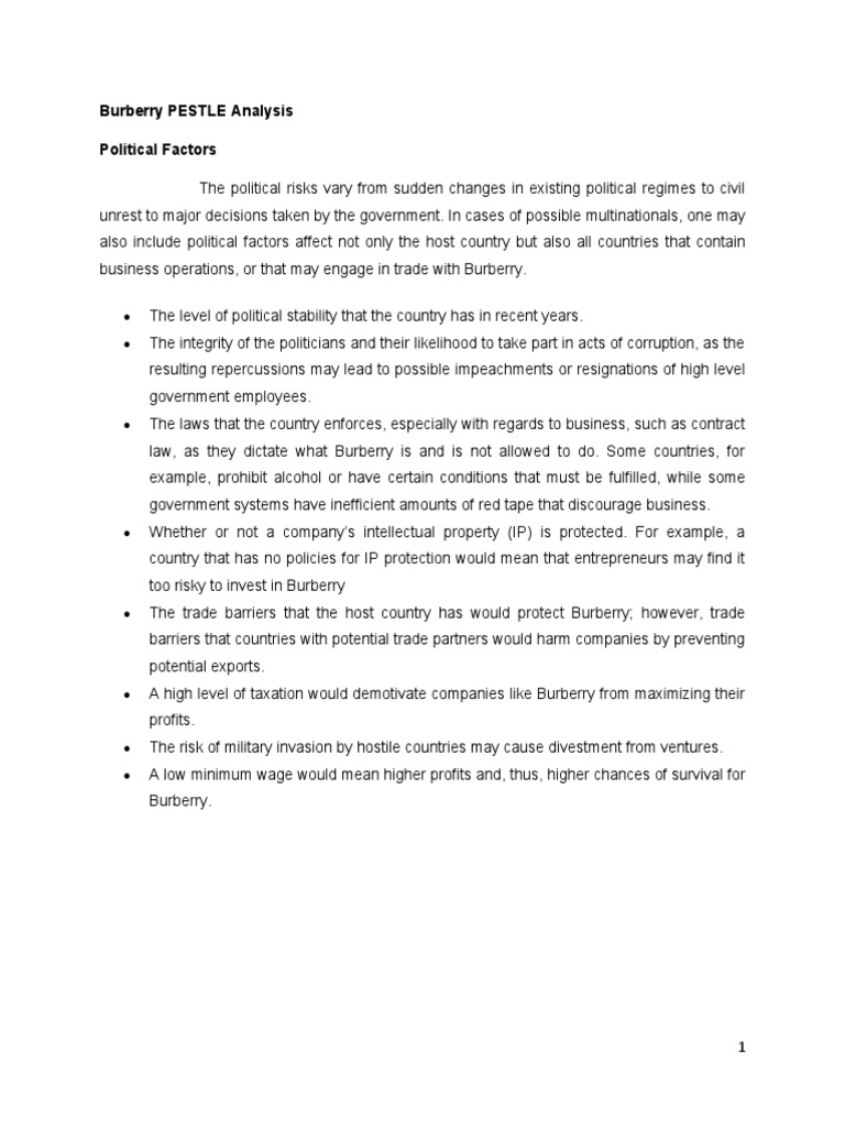 Burberry PESTLE Analysis PDF Employment Investing