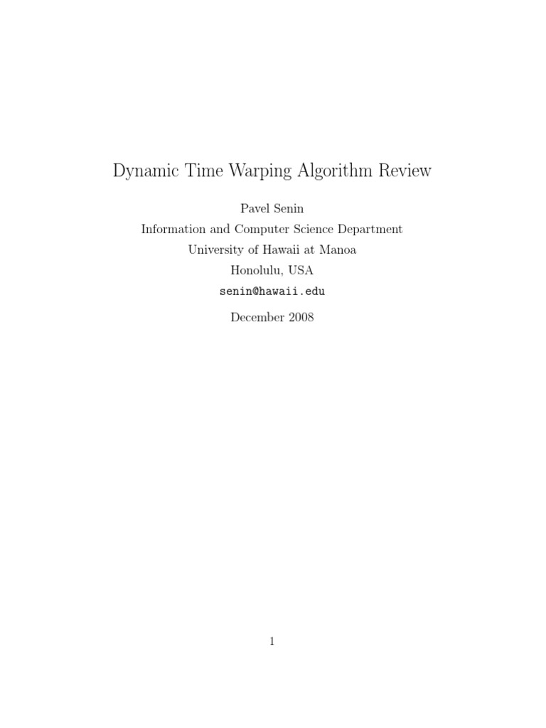 Dynamic Time Warping Algorithm Insights | PDF | Time Series | Applied ...