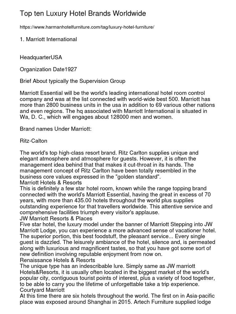 Top Luxury Hotel Brands Worldwidebqveb PDF PDF