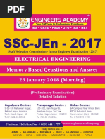 Electrical Engineering: Memory Based Qeustions and Answer 23 January 2018 (Morning)