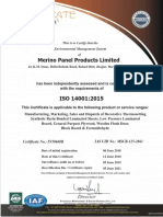 Merino Panel Products ISO 14001:2015 Certification Compliance