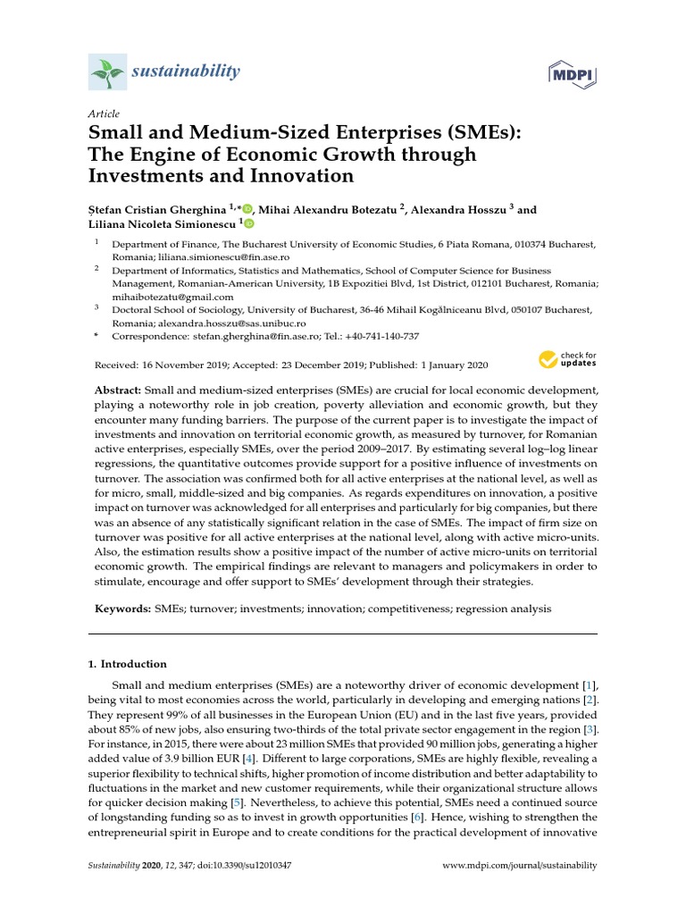 Small and Medium-Sized Enterprises (Smes) : The Engine of Economic ...
