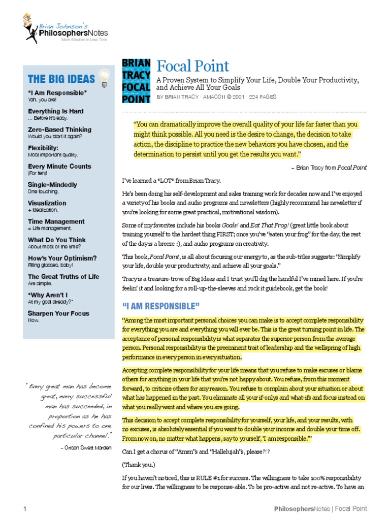 Focal Point PDF | PDF | Optimism | Action (Philosophy)