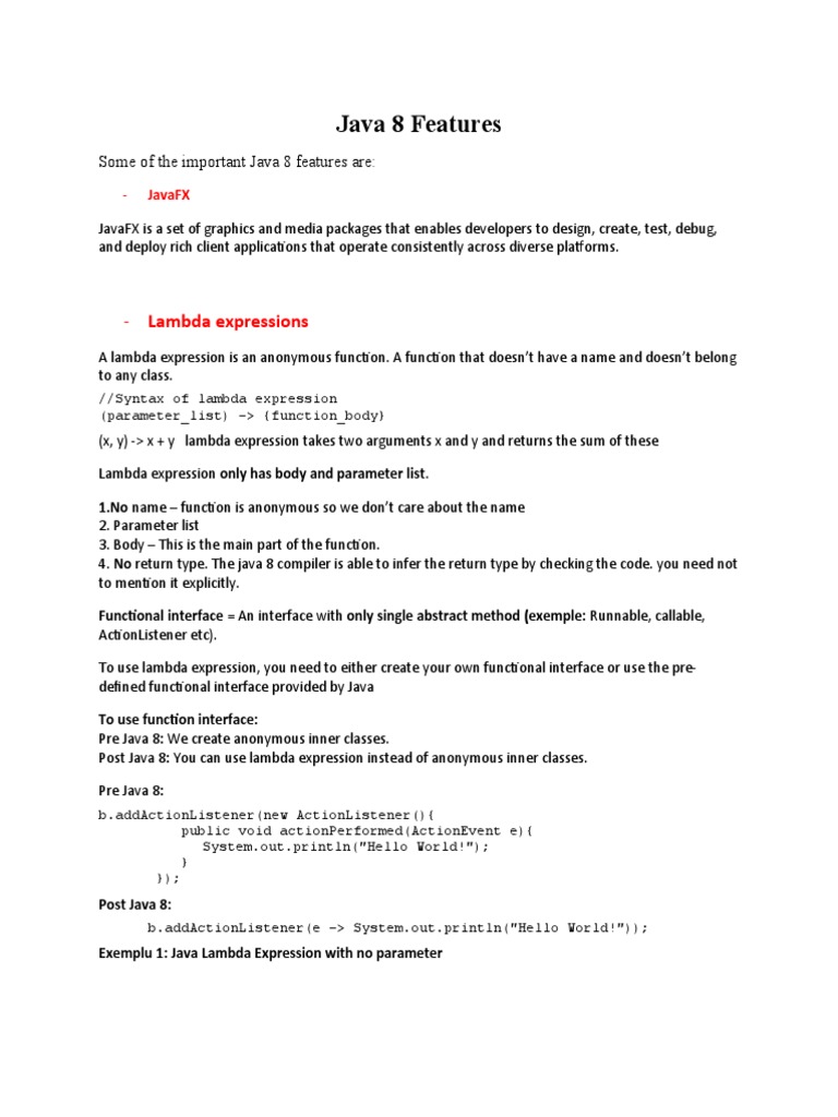 Java 8 New Features | PDF | Anonymous Function | Method (Computer ...