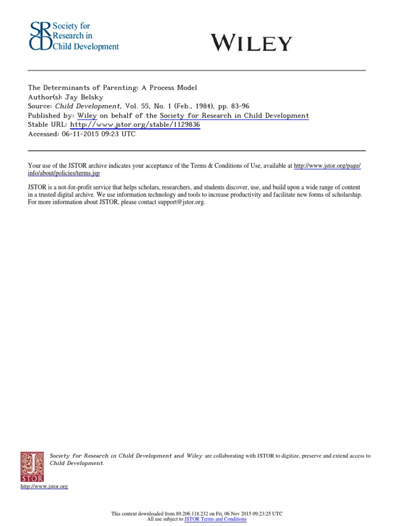Belsky's Parenting Determinants Model | PDF | Parenting | Relationships