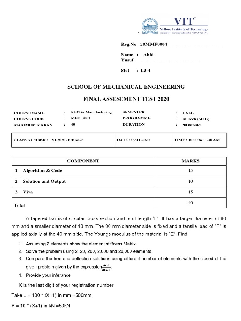 Matlab Codes For FEM Problems | PDF | Finite Element Method | Analysis