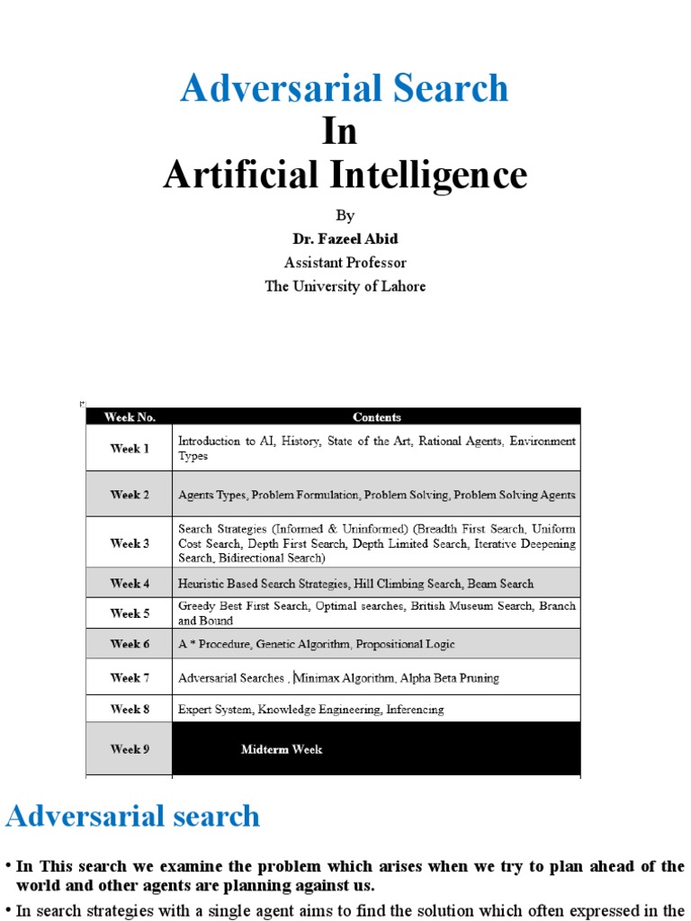 Adversarial Search: in Artificial Intelligence | PDF | Algorithms ...