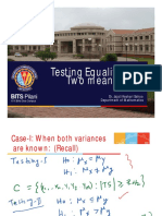 Testing Equality of Two Means: BITS Pilani