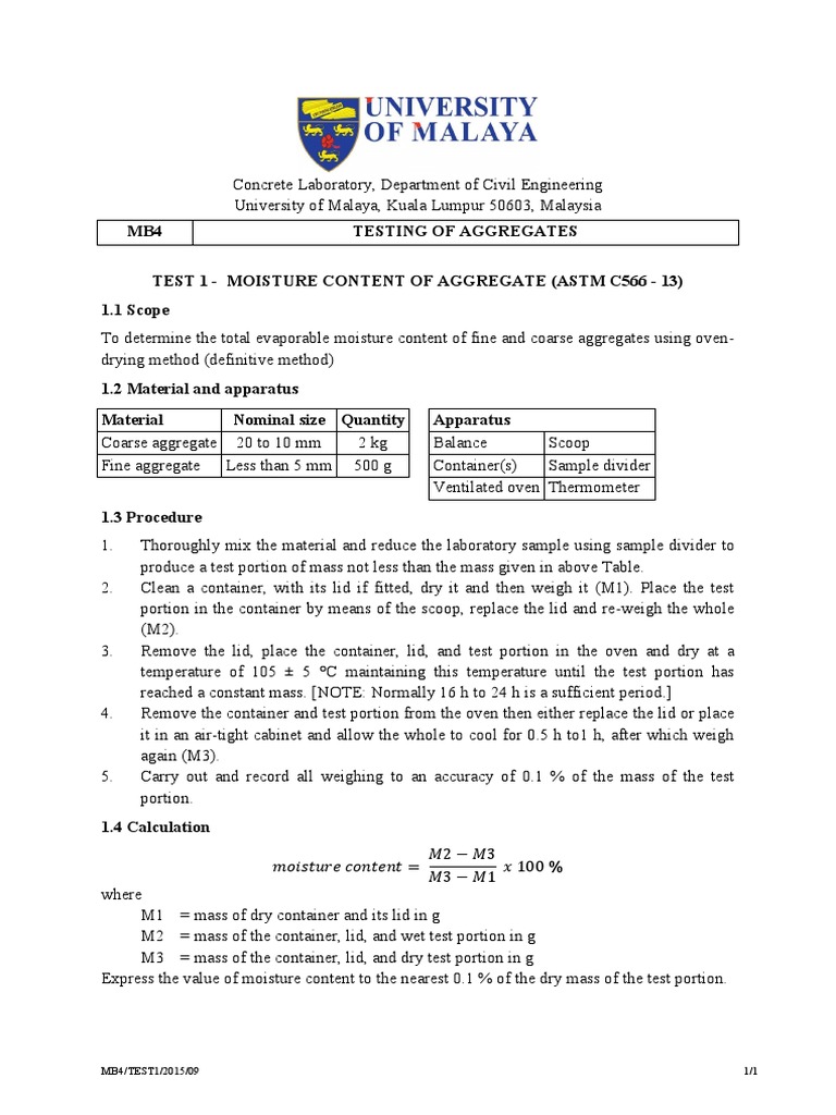 ASTM C127 Aggregate Testing Methods | PDF | Density | Construction ...