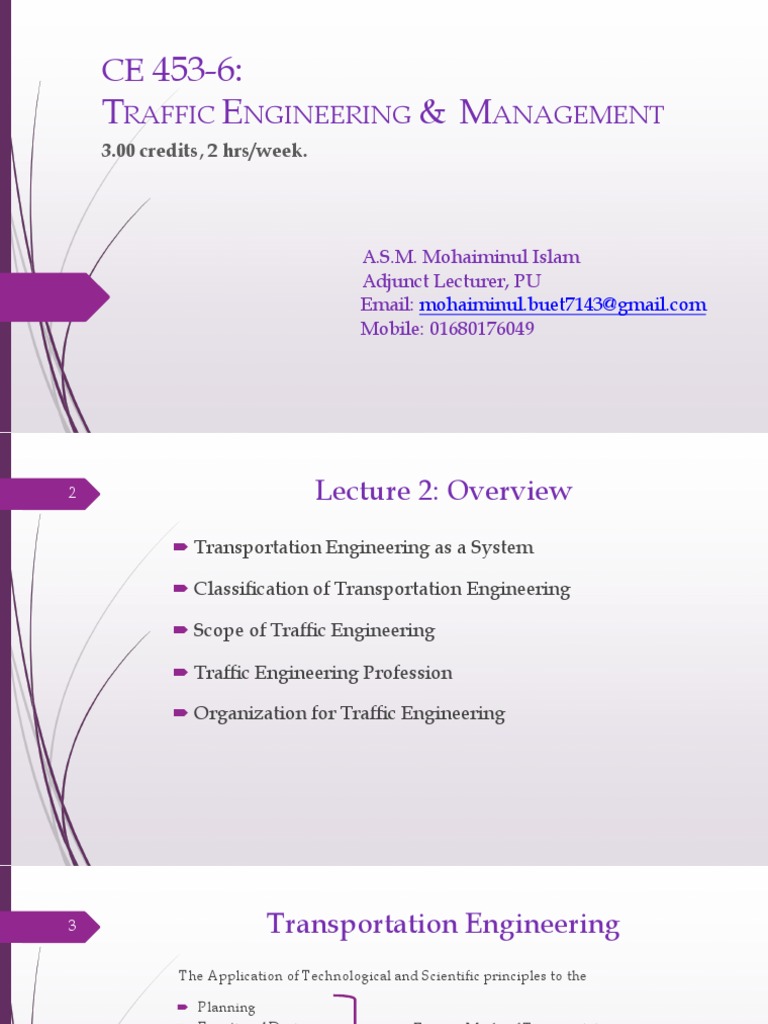Traffic Engineering Overview and Scope | PDF | Transportation ...