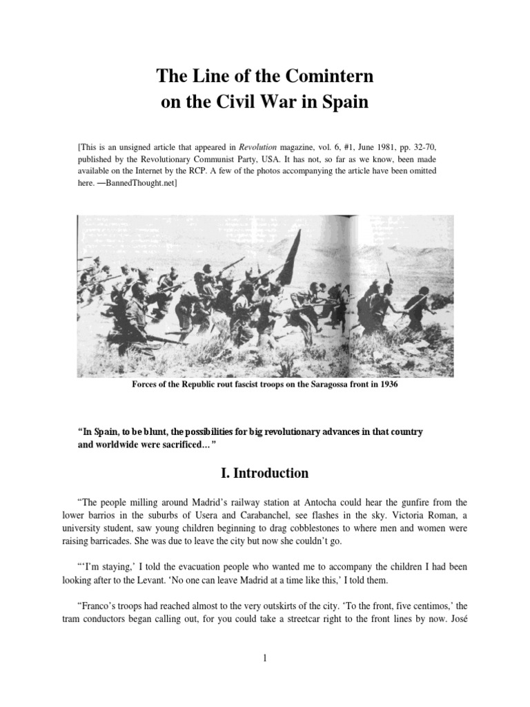 The Line of The Comintern On The Civil War in Spain | PDF | Spanish ...