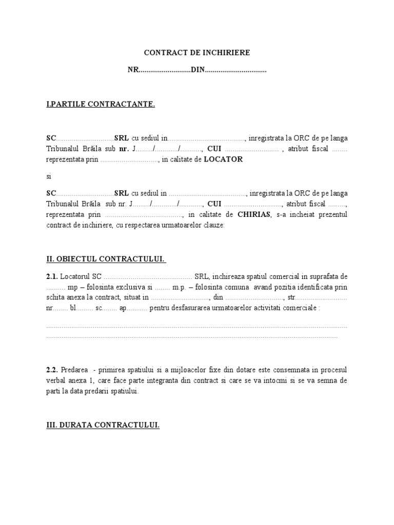 Contract Inchiriere Spatiu | PDF