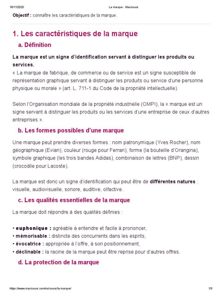 Caractéristiques et fonctions de la marque | PDF | Marque de ...