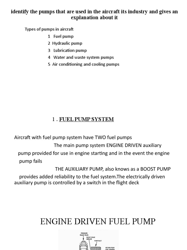 Identify The Pumps That Are Used in The PDF Pump Engines