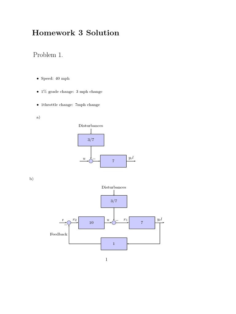 Homework 3 Solutions: Dynamics & Control | PDF | Control Theory | Analysis