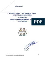 Instrucciones y Recomendaciones Frente Al Coronavirus (Covid-19) Medidas para La Prevención de Contagios