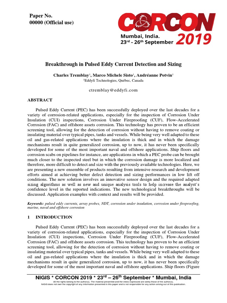 Full Paper - Breakthrough in Pulsed Eddy Current Detection and Sizing ...