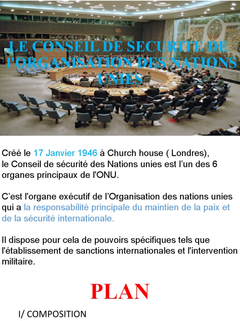 Conseil de Securite de L'onu PDF Conseil de sécurité des Nations