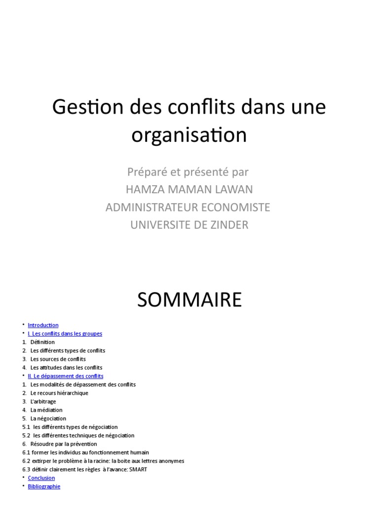 Gestion des conflits en entreprise | PDF | Résolution de conflit ...