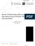 Ravens TE Nick Boyle suffers season-ending knee injury in loss to Patriots_ ‘We’re going to miss him dearly’ - Baltimore Sun.pdf