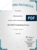 Telehealth Course Completion Certificate