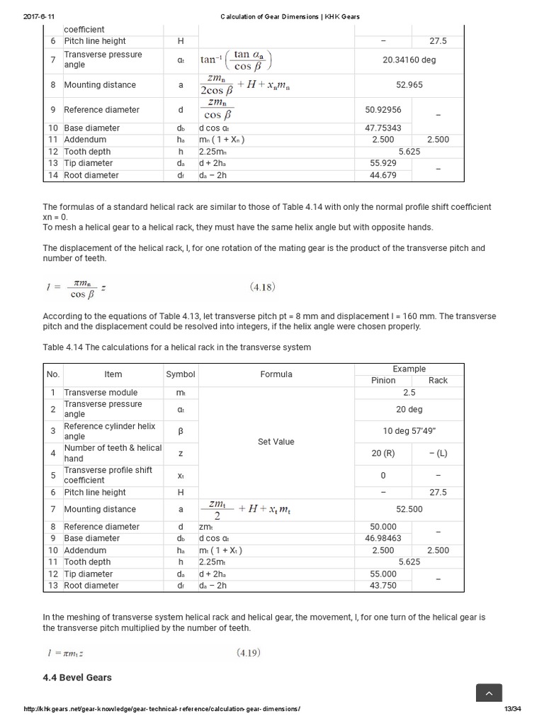 Calculation of Gear Dimensions KHK Gears Bevel Gears PDF Gear
