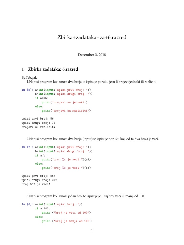 Python 6raz - Zbirkazadataka | PDF