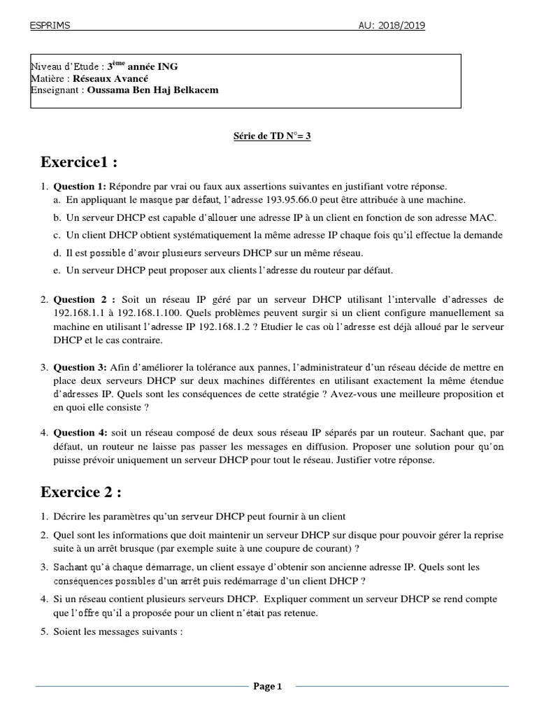 Gestion des adresses IP avec DHCP | PDF | Adresse IP | Standards de réseaux