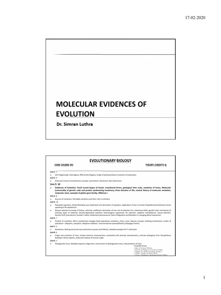 Globin Gene & Molecular Clock PDF PDF Natural Selection Mutation