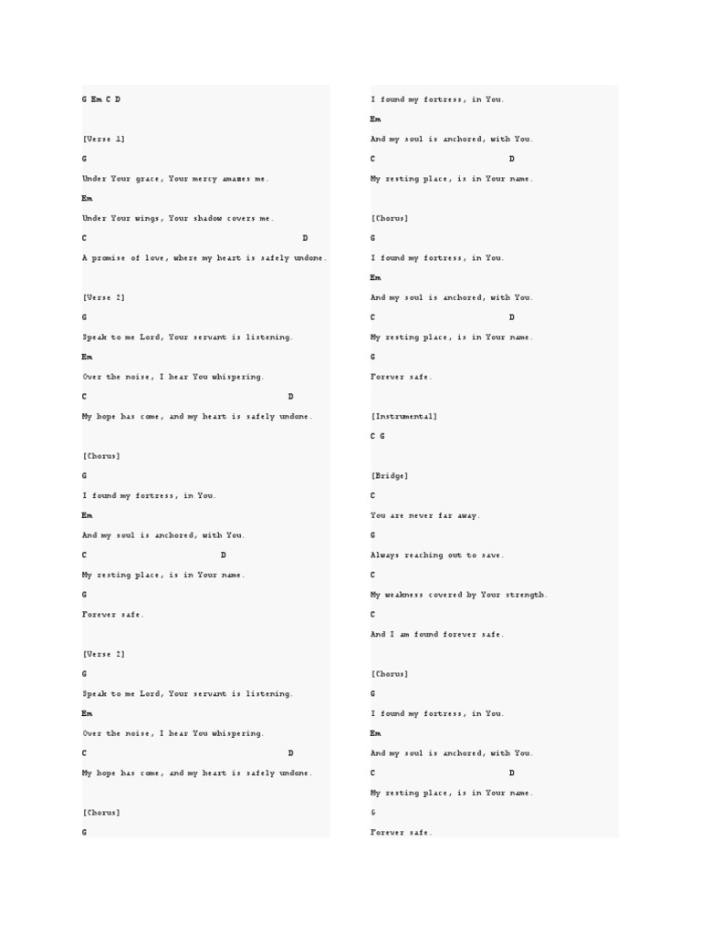 Safe Victory Worship Chords PDF Song Structure Entertainment