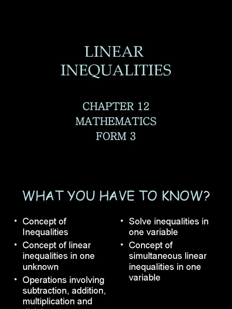 Understanding Linear Inequalities | PDF | Inequality (Mathematics ...