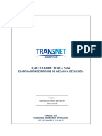 130-0015 Especificación Técnica para Elaboración de Informe de Mecánica de Suelos PDF