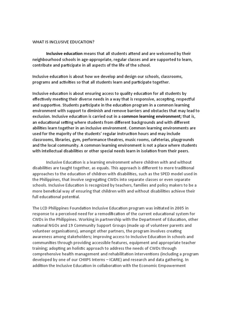 Understanding Inclusive Education | PDF | Inclusion (Education ...