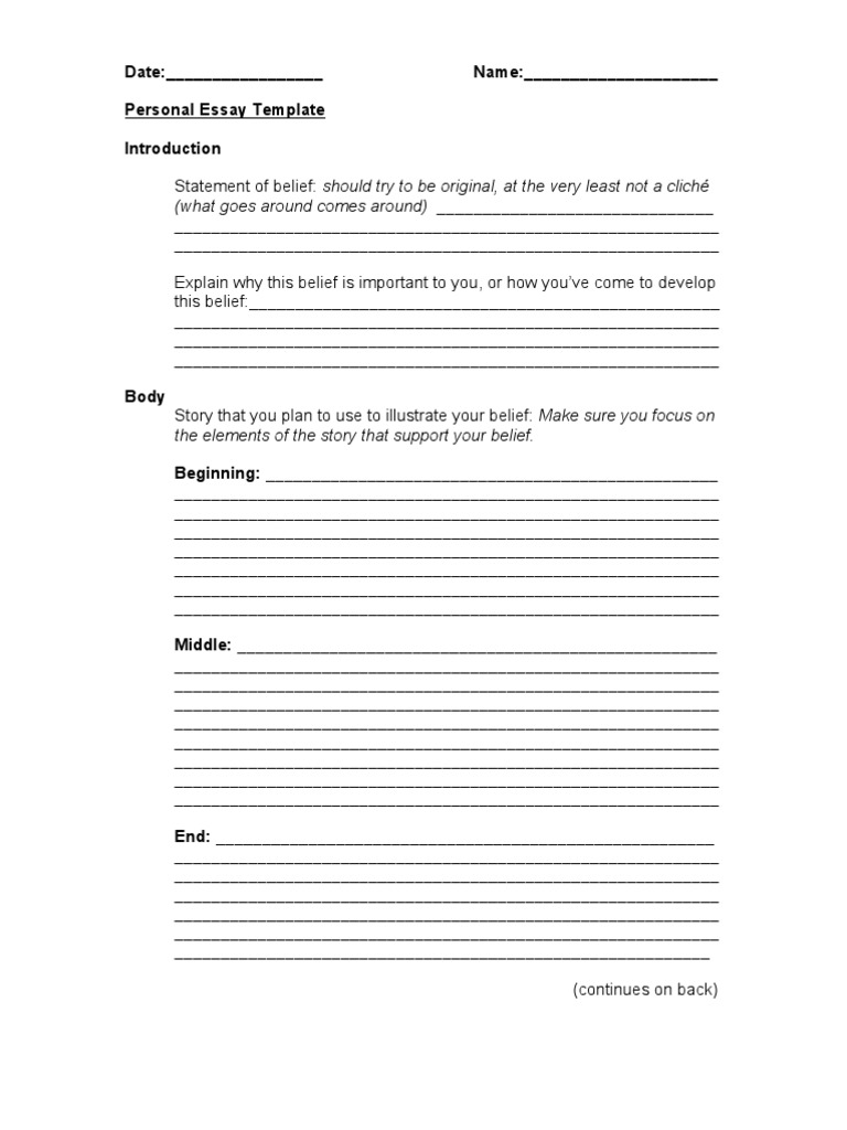 personal essay outline template pdf