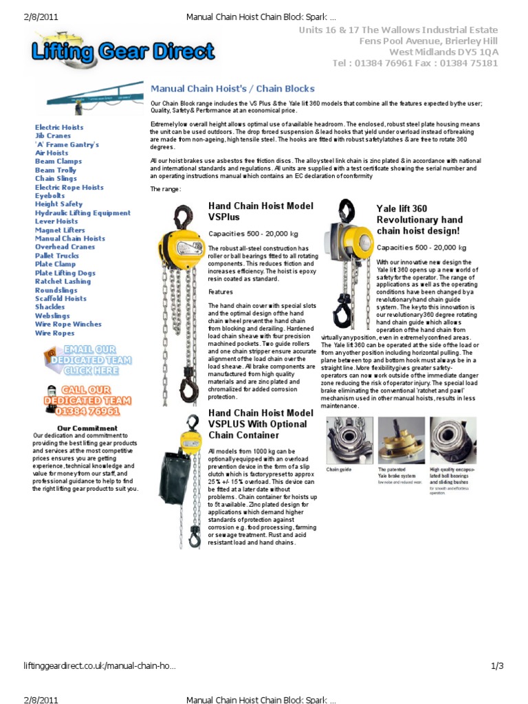 Manual Chain Hoist Chain Block Spark Resistance Hoists Supplied by
