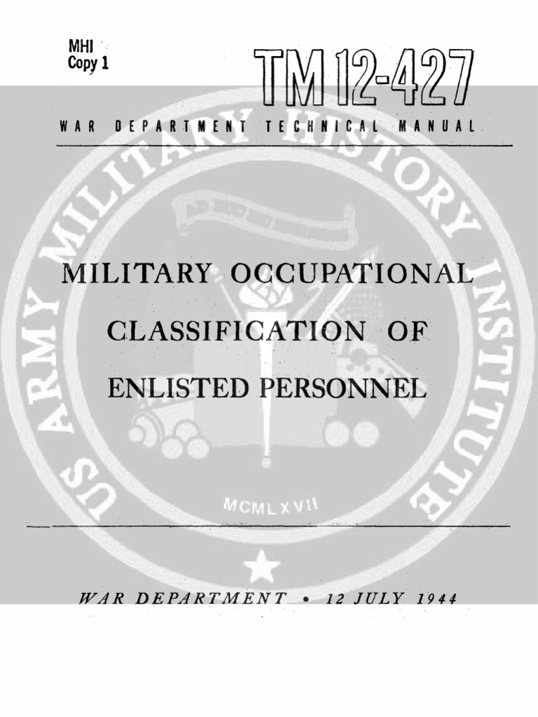 TM 12427 Military Occupational Classification fo Enlisted Personnel