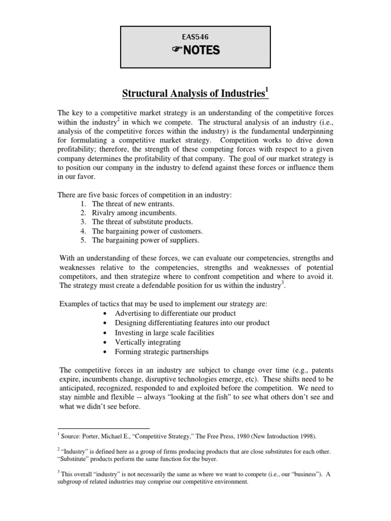 Porter-Structural Analysis of Industries PDF | PDF | Marketing Strategy ...