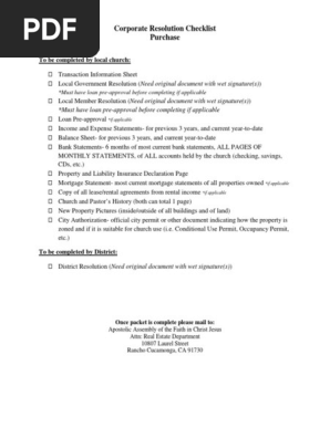 CorporateResolutionCheckListPurchase