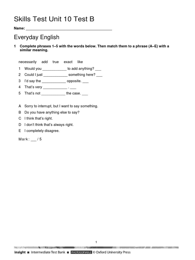 Unit 10 Skills Test B | PDF | Entertainment (General)
