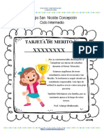 Tarjeta Merito Niña