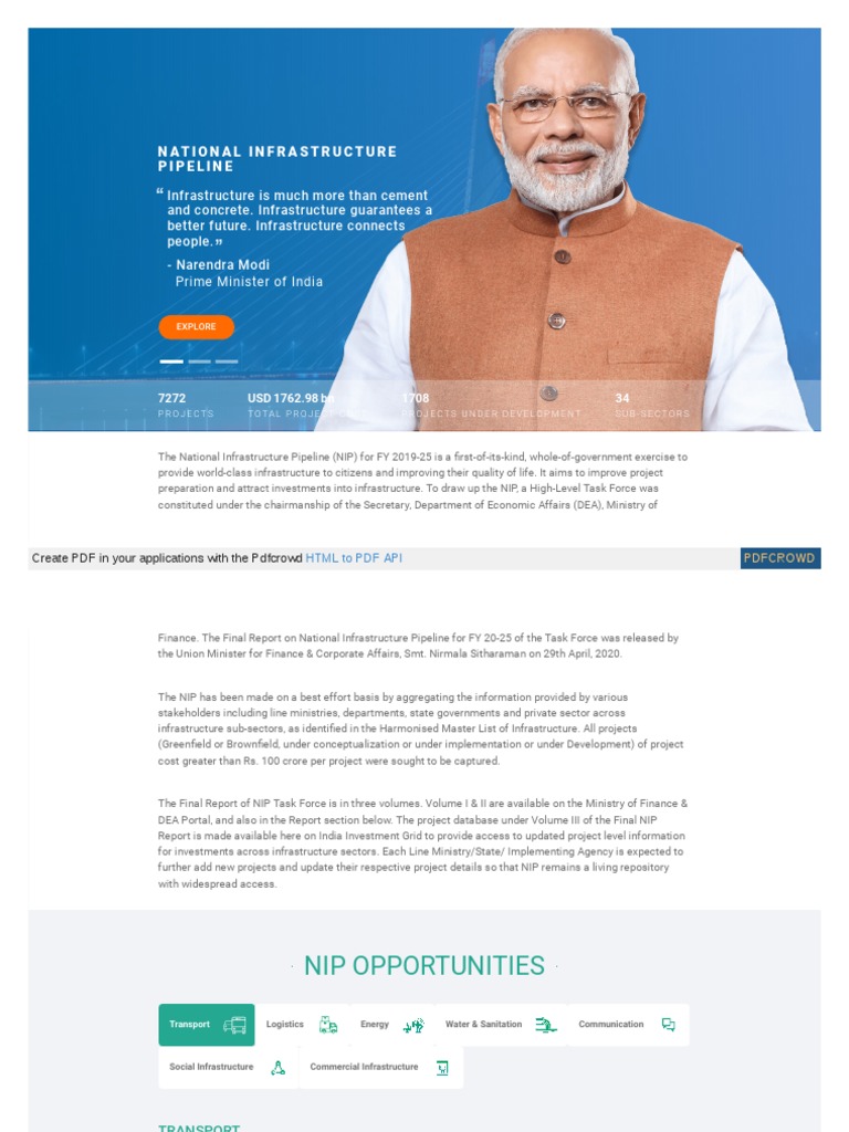 Indiainvestmentgrid Gov in National Infrastructure Pipeline | PDF ...
