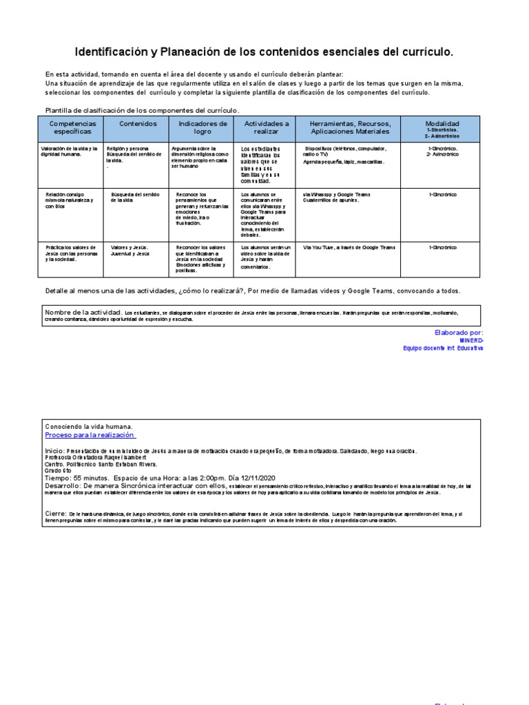 Planificación Curricular Educativa | PDF | Plan de estudios | Maestros