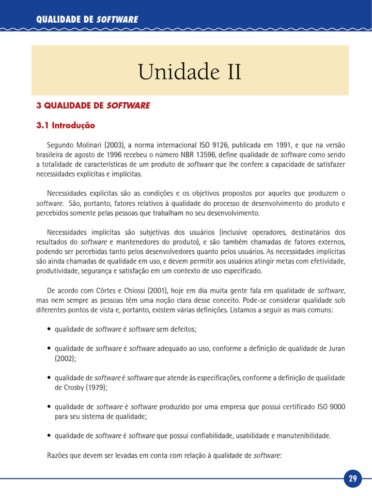 Definição e Importância da Qualidade de Software | PDF | Testes de ...